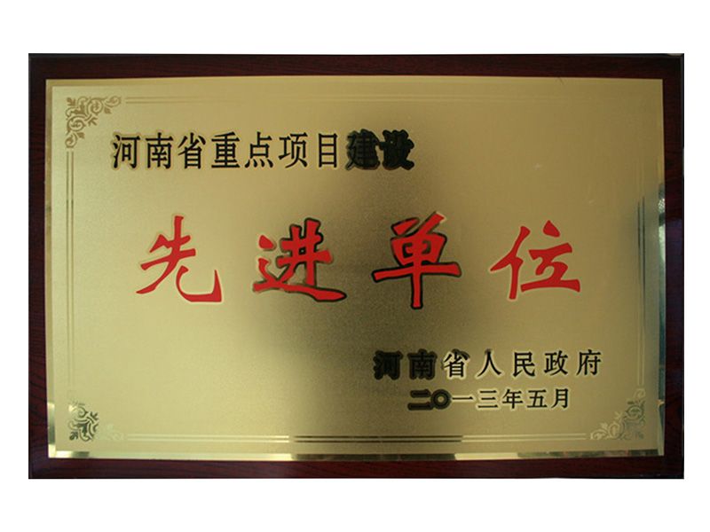 2013年河南省重 點(diǎn)項(xiàng)目建設(shè)先 進(jìn)單位